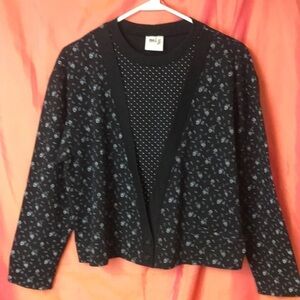 MIZ California Vintage Women’s Top Mixed Black White Prints Size L Funky Hippie